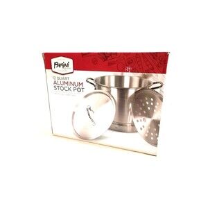 NIP NEW Parini Cookware 12 Quart Aluminum Stock Pot with Lid & Steamer Rack